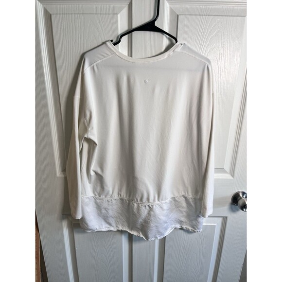 Lululemon Ease Of Mind Shirt 6 White Mixed Media Classic Athleisure Preppy Gym - Picture 1 of 10